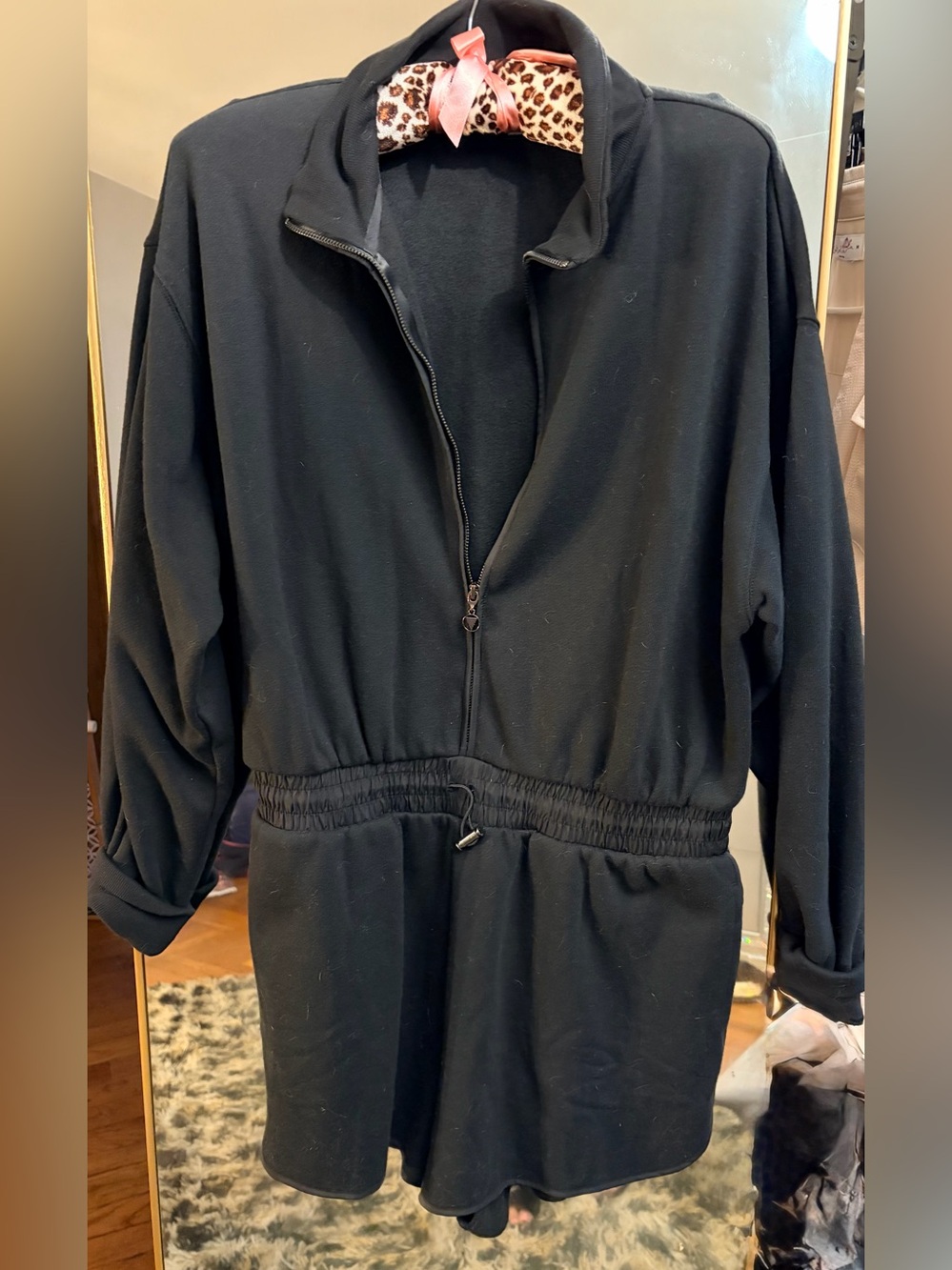 Victoria’s Secret Black Long Sleeve Zip-Front Romper